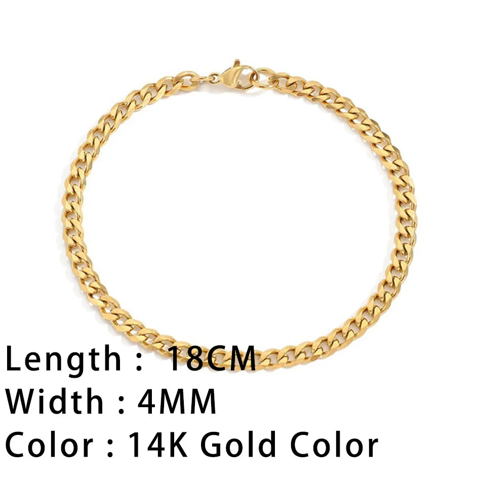 Classic Snake Chain Bracelets for Women Trend Fashion Stainless Steel Cuban Chain Bracelet Trendy Woman Gifts Jewelry