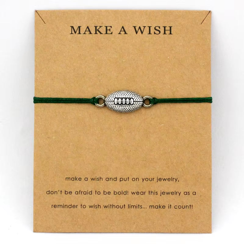 Baseball Softball Football Sports Bracelets Key Lucky Horseshoe Charms Love Lock Adjustable Jewelry Women Men Boys Unisex Gift