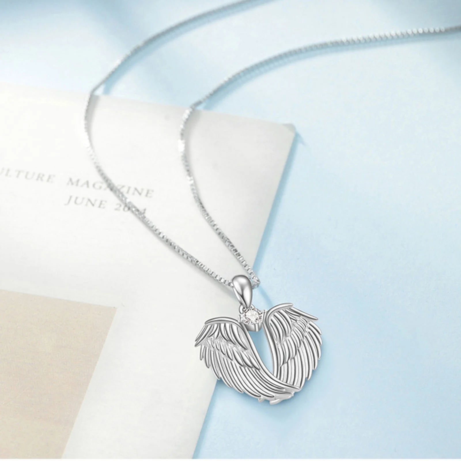 Jewelry on Clearance!Necklaces for Women Angel Wings Necklace 925 Silver Guardian Angel Wings Pendant Birthstone Necklace for Women Jewelry Gifts