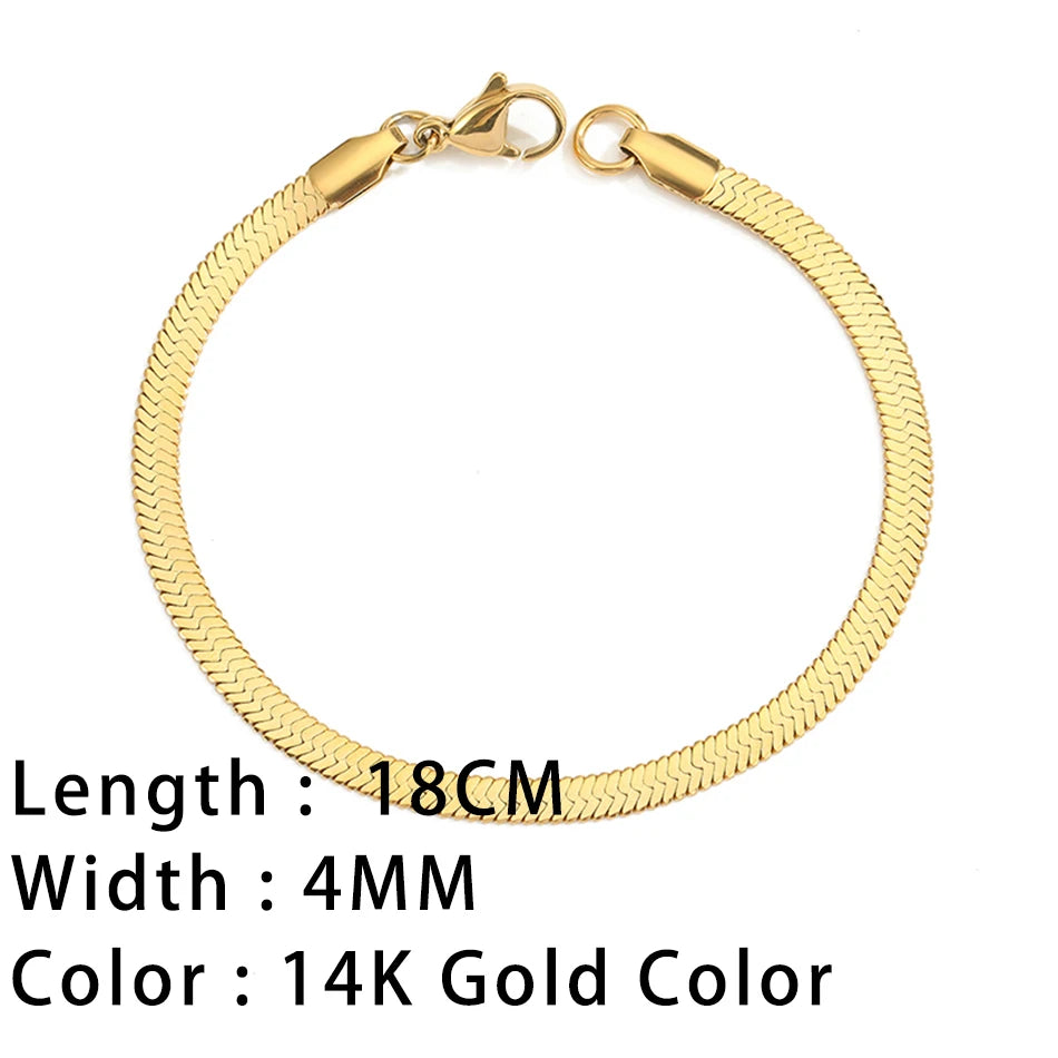 Classic Snake Chain Bracelets for Women Trend Fashion Stainless Steel Cuban Chain Bracelet Trendy Woman Gifts Jewelry