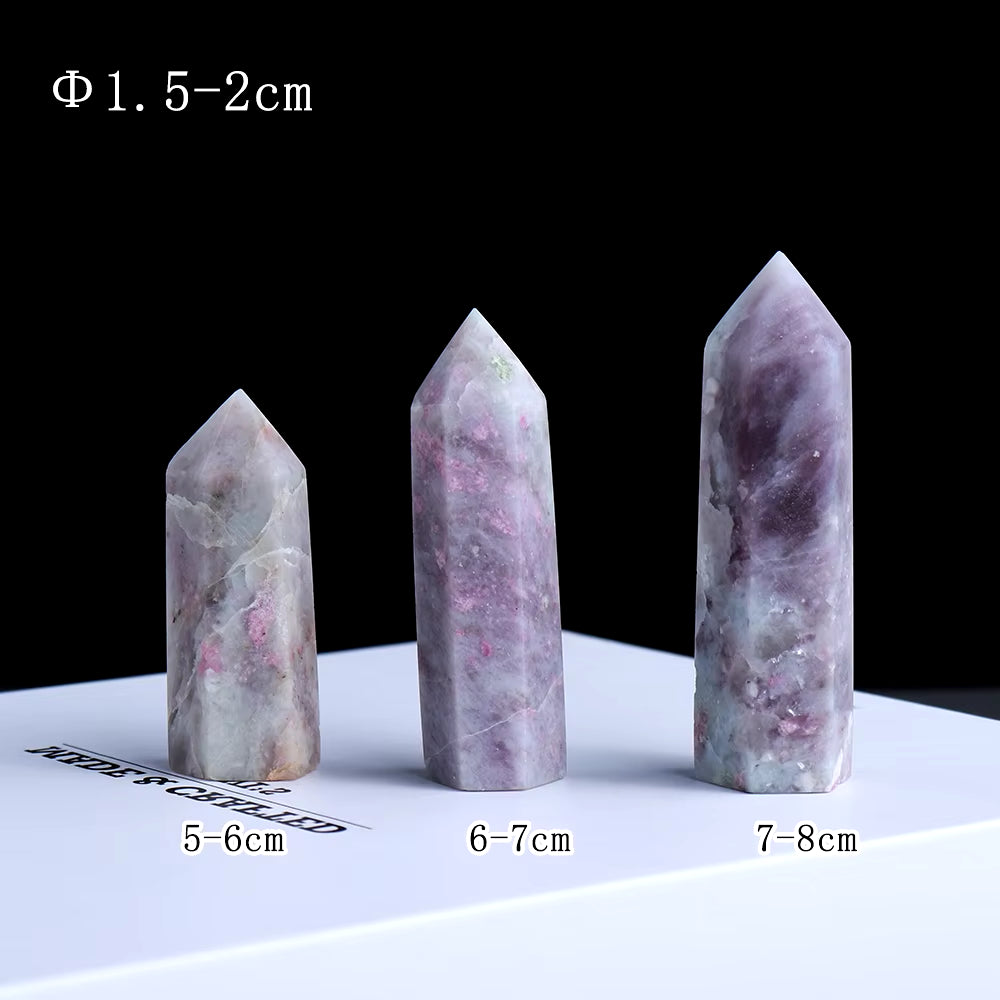 5-8Cm Natural Quartz Tower Tourmaline of Plum Blossom Crystal Point Energy Gemstone Reiki DIY Gift