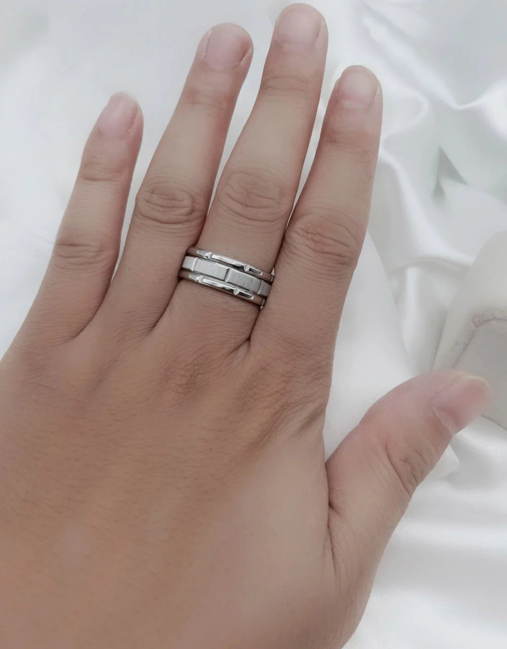 Matching Rings Couple Rings 10Kt White Gold Plated CZ Wedding Ring Set for Women
