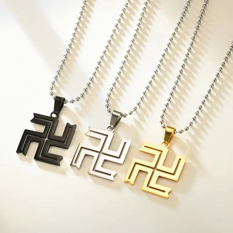 Fashion Trend Stainless Steel Necklace Buddhist Swastika Pendant Necklace Men Women Fashion Charm Body Jewelry