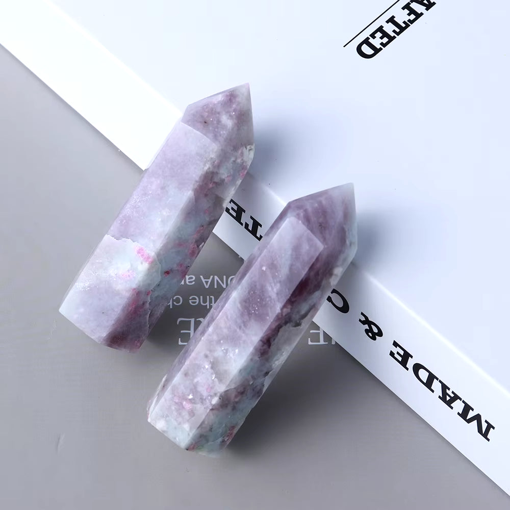 5-8Cm Natural Quartz Tower Tourmaline of Plum Blossom Crystal Point Energy Gemstone Reiki DIY Gift