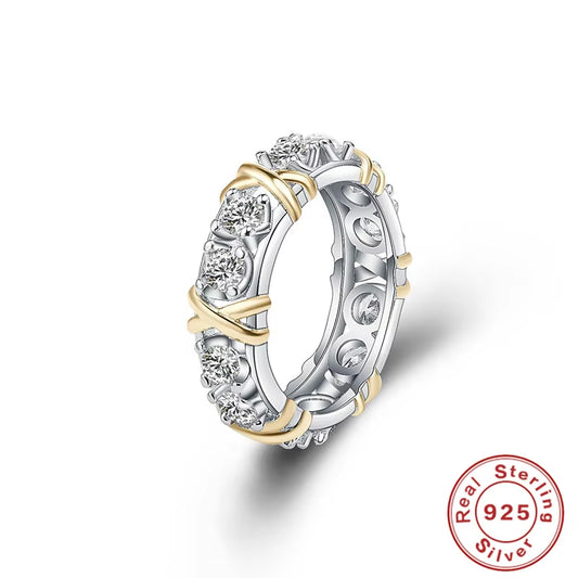 925 Sterling Silver Rings Gold Separation Inlaid Zircon Rings for Women Glamour Jewelry Engagement Wedding Gifts