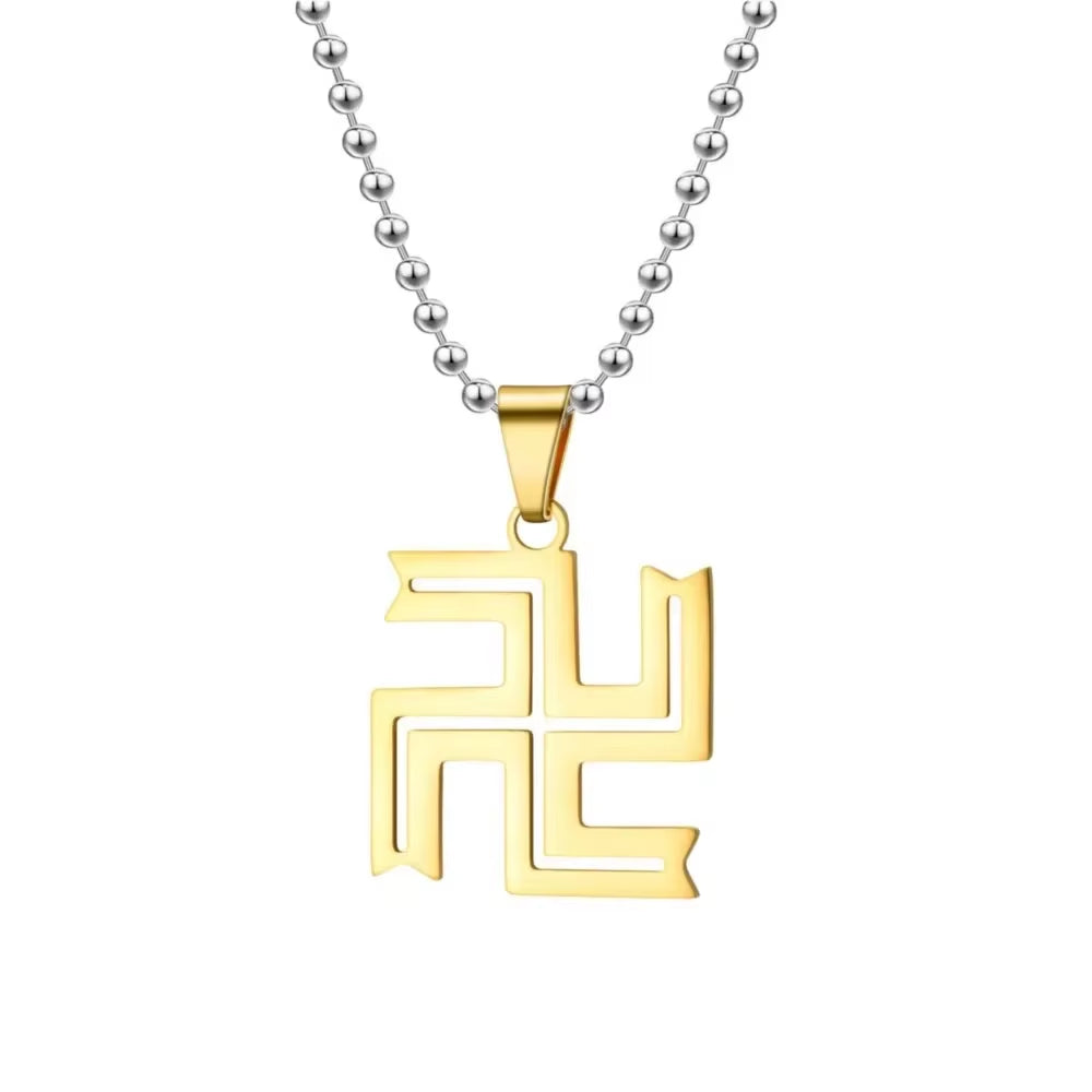 Fashion Trend Stainless Steel Necklace Buddhist Swastika Pendant Necklace Men Women Fashion Charm Body Jewelry