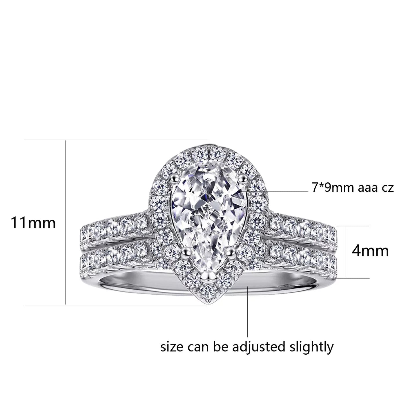 Matching Rings Couple Rings 10Kt White Gold Plated CZ Wedding Ring Set for Women