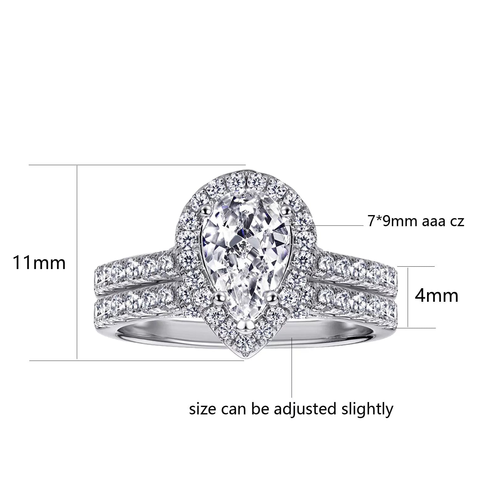 Matching Rings Couple Rings 10Kt White Gold Plated CZ Wedding Ring Set for Women