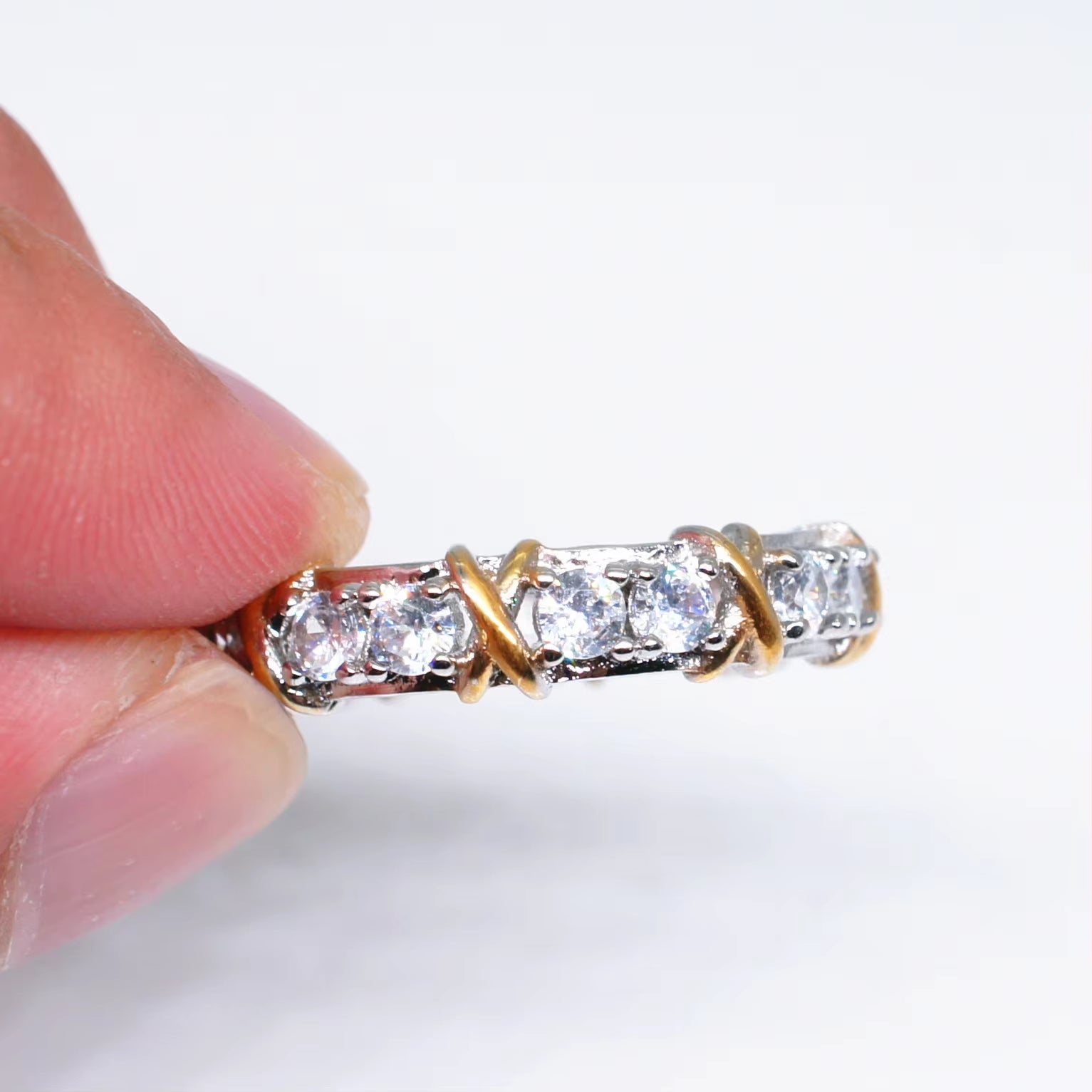 925 Sterling Silver Rings Gold Separation Inlaid Zircon Rings for Women Glamour Jewelry Engagement Wedding Gifts