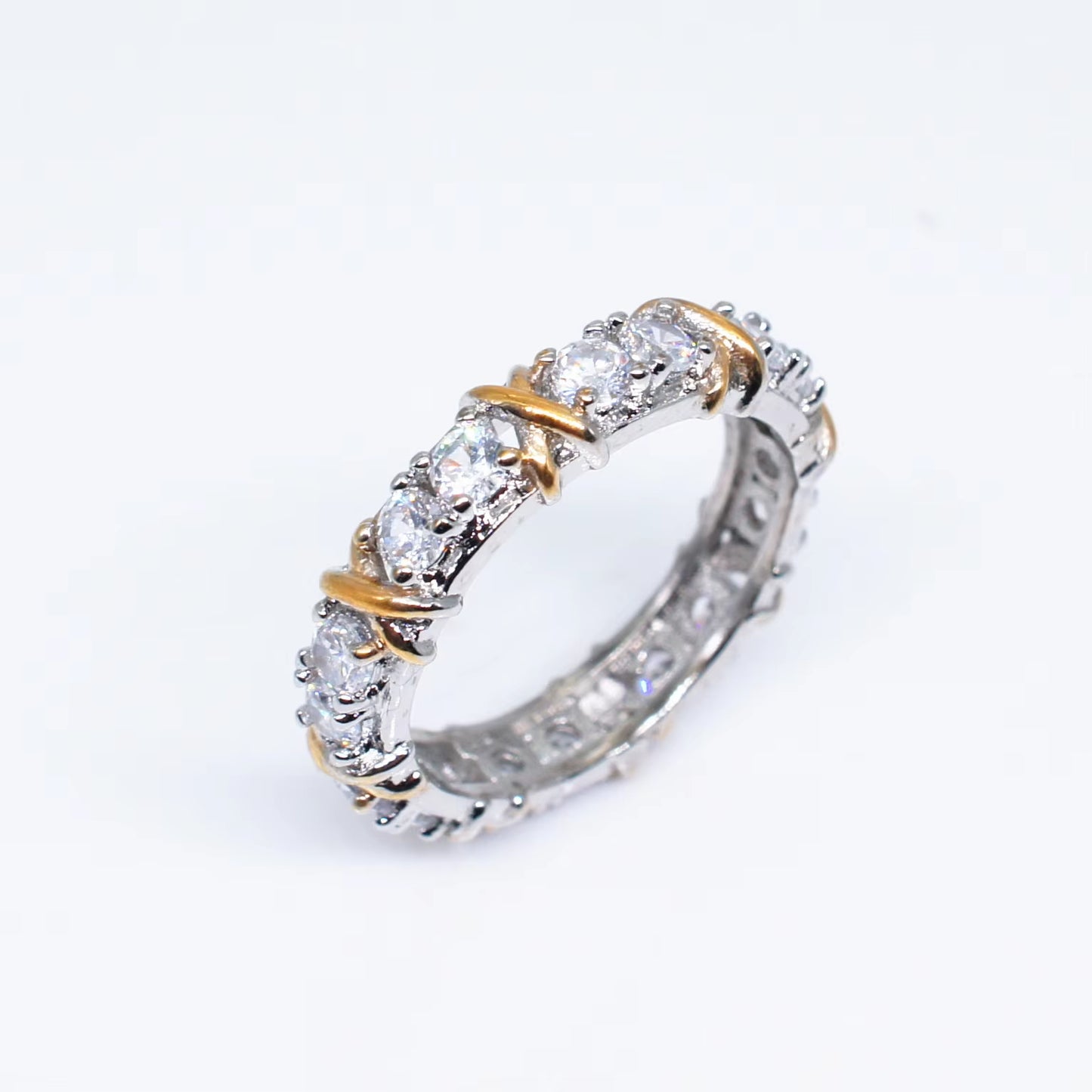 925 Sterling Silver Rings Gold Separation Inlaid Zircon Rings for Women Glamour Jewelry Engagement Wedding Gifts
