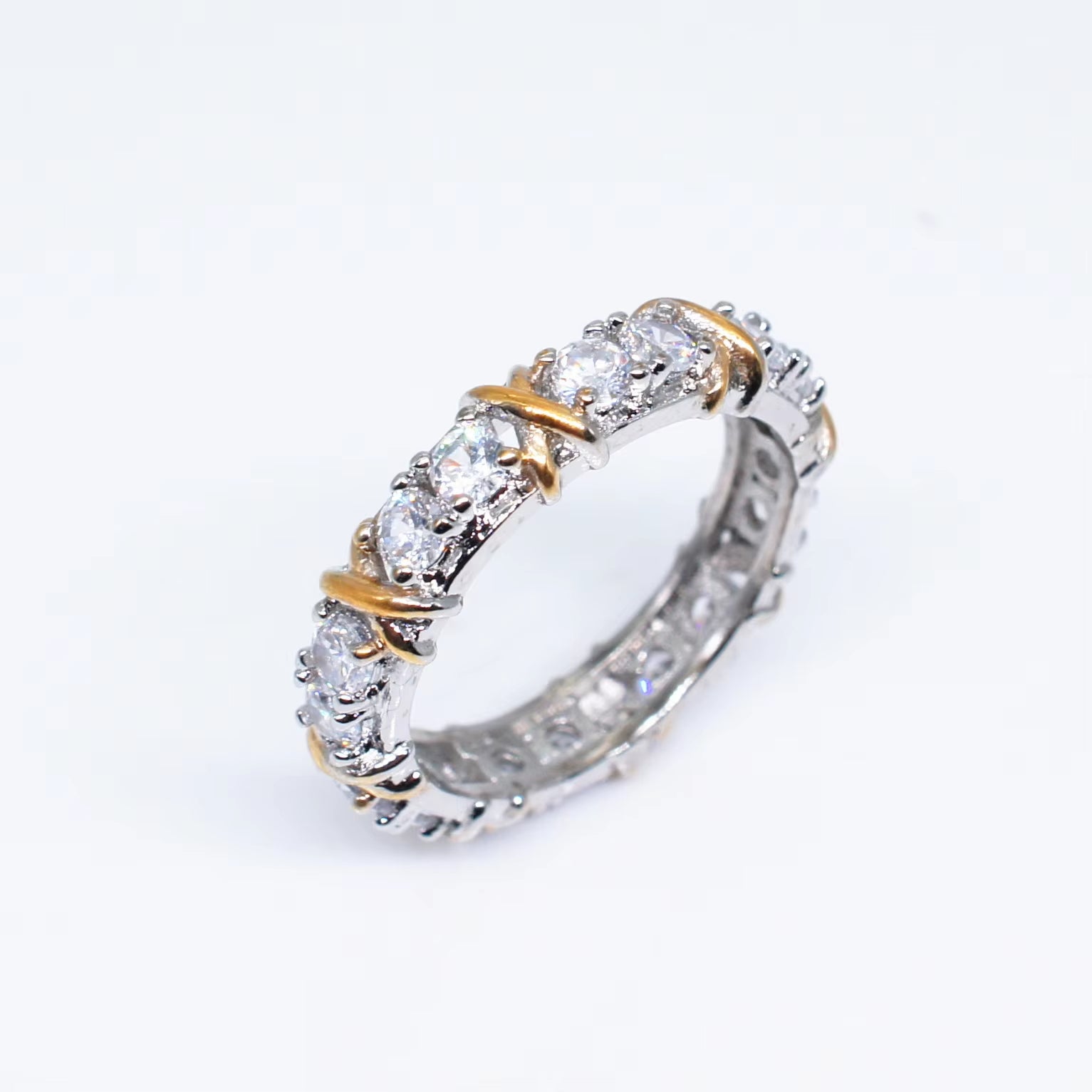925 Sterling Silver Rings Gold Separation Inlaid Zircon Rings for Women Glamour Jewelry Engagement Wedding Gifts