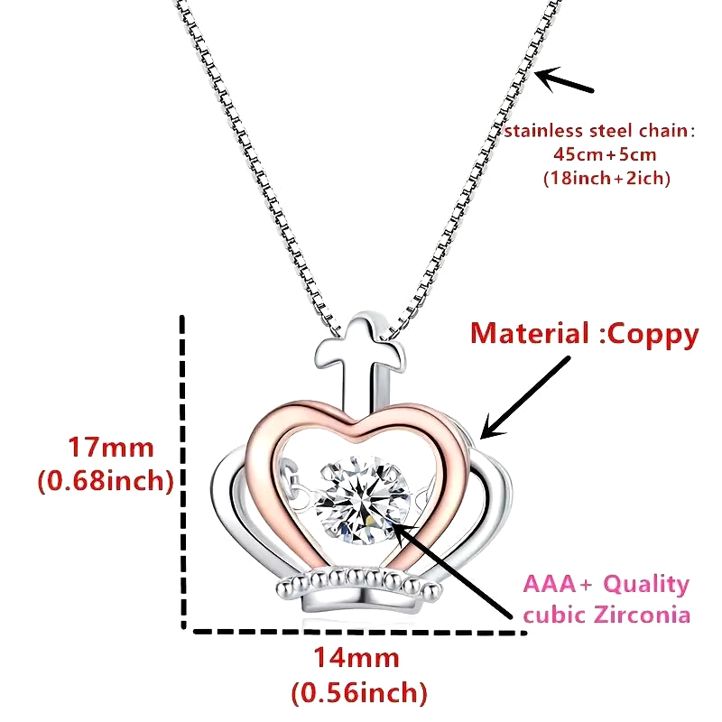 Trendy Creative Elegant Crown Pendant Necklace Decorative Accessories Holiday Gift for Mom with Gift Box Card