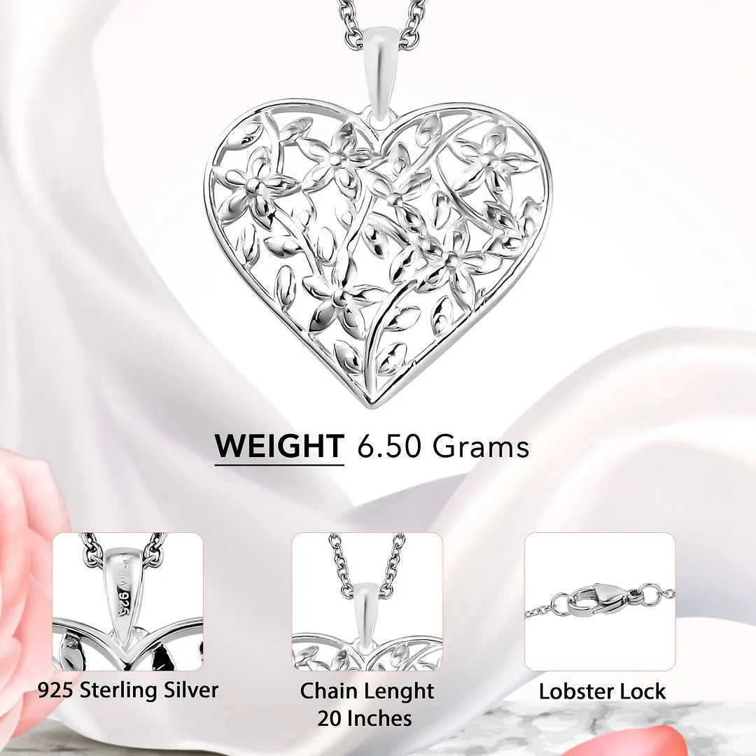 925 Sterling Silver Heart Pendant Necklace for Women Charm Jewelry Stainless Steel Chain Birthday Gifts for Women Size 20" Birthday Gifts for Women