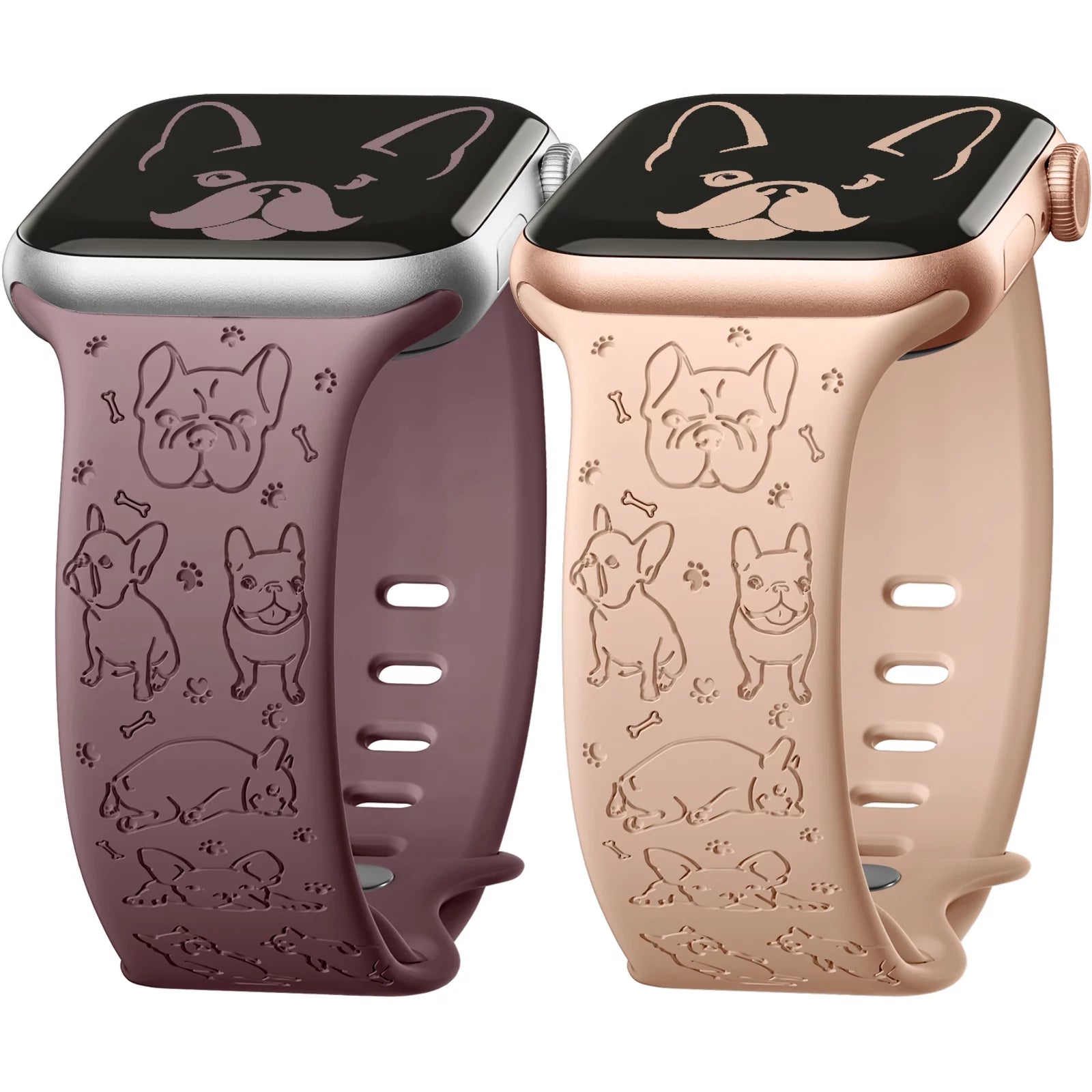 For Apple Watch Bands 38Mm 40Mm 41Mm for Women Lady Girls, 2 Pack Cute Pet Engraved Bands for Apple Watch Ultra Series 9 8 7 6 5 4 3 SE