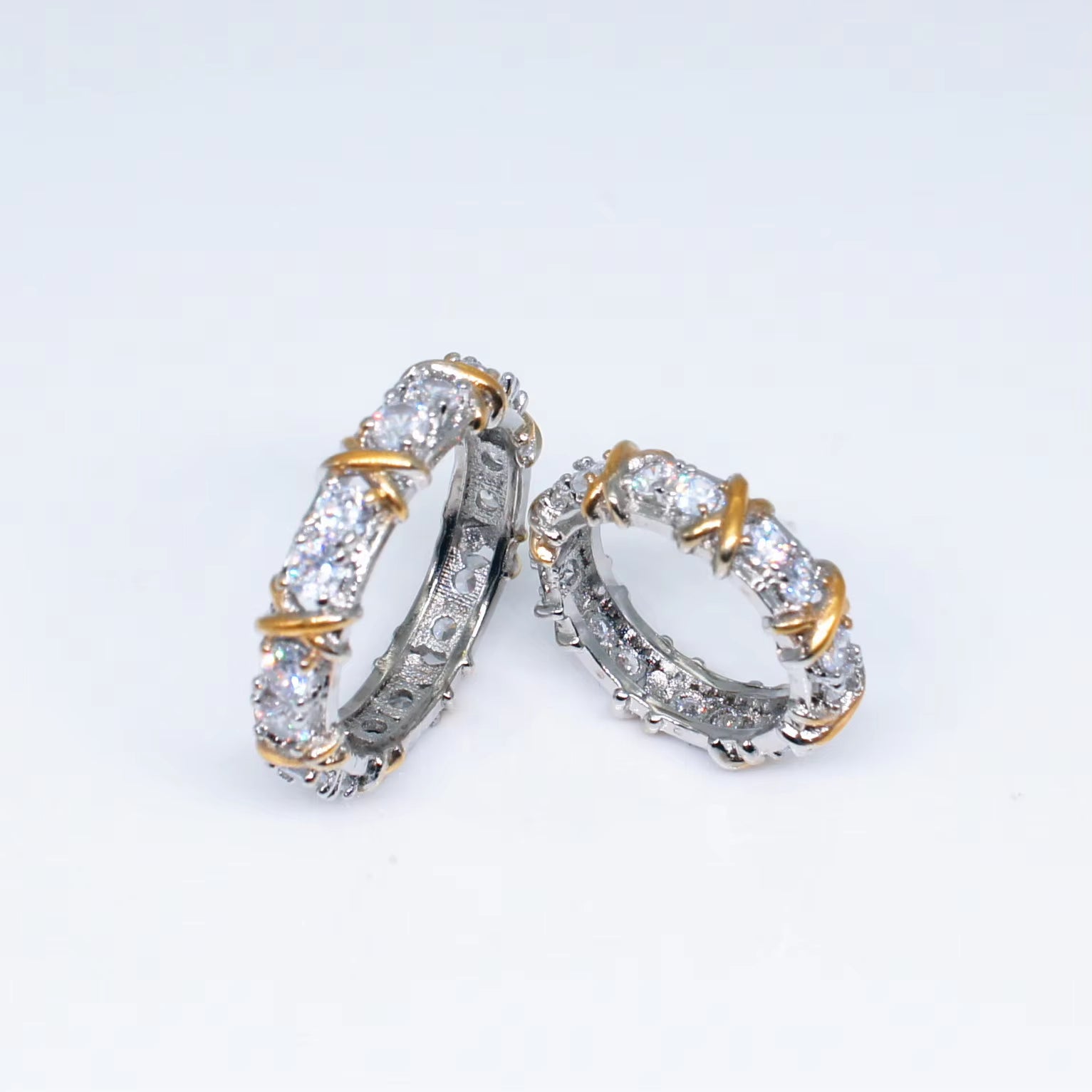 925 Sterling Silver Rings Gold Separation Inlaid Zircon Rings for Women Glamour Jewelry Engagement Wedding Gifts