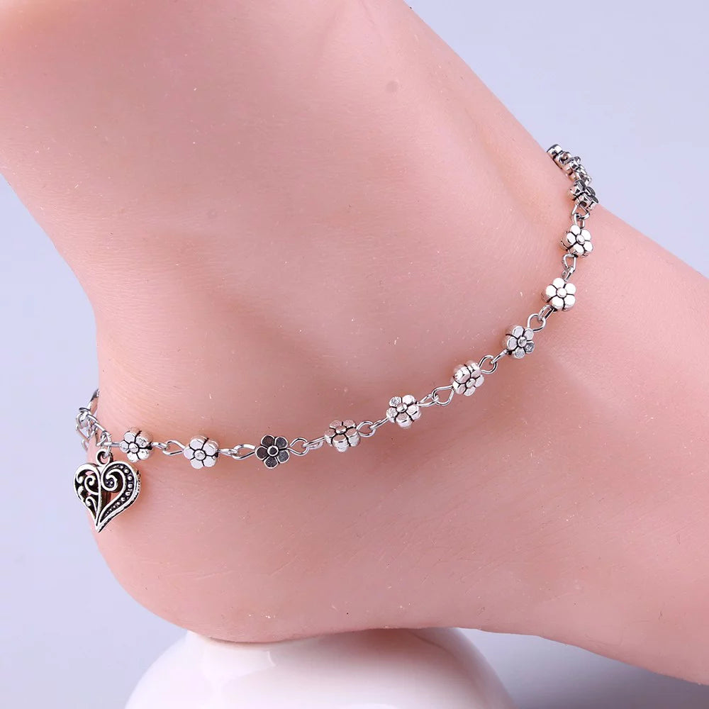 Anklet for Women Girls Silver Bead Chain Ankle Bracelet Barefoot Sandal Beach Foot Anklets Saving Clearance