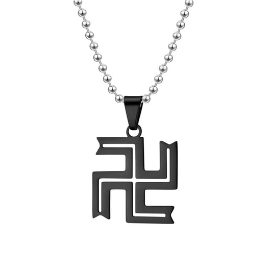 Fashion Trend Stainless Steel Necklace Buddhist Swastika Pendant Necklace Men Women Fashion Charm Body Jewelry