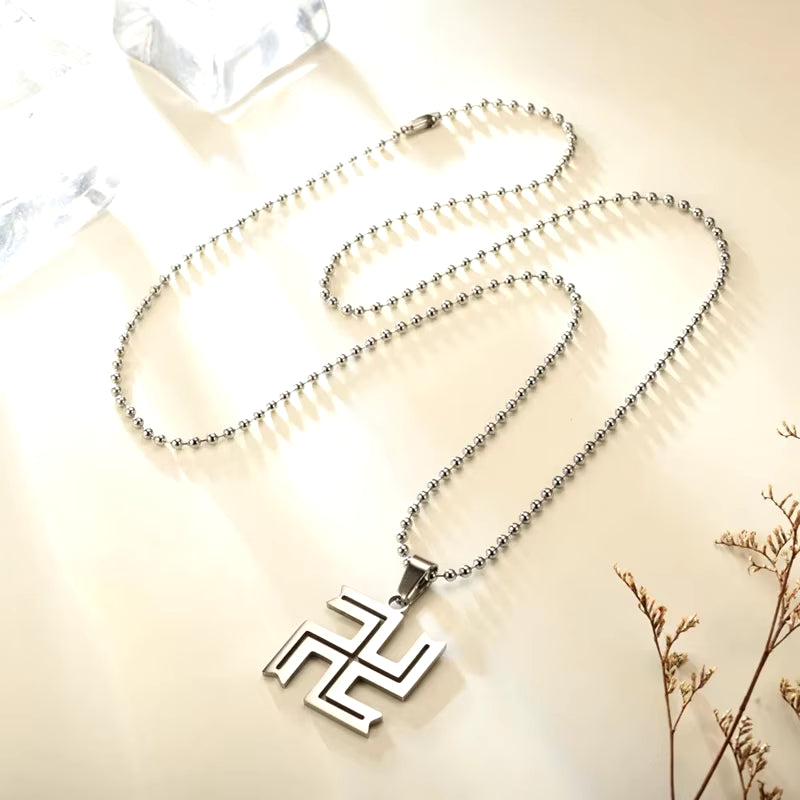 Fashion Trend Stainless Steel Necklace Buddhist Swastika Pendant Necklace Men Women Fashion Charm Body Jewelry