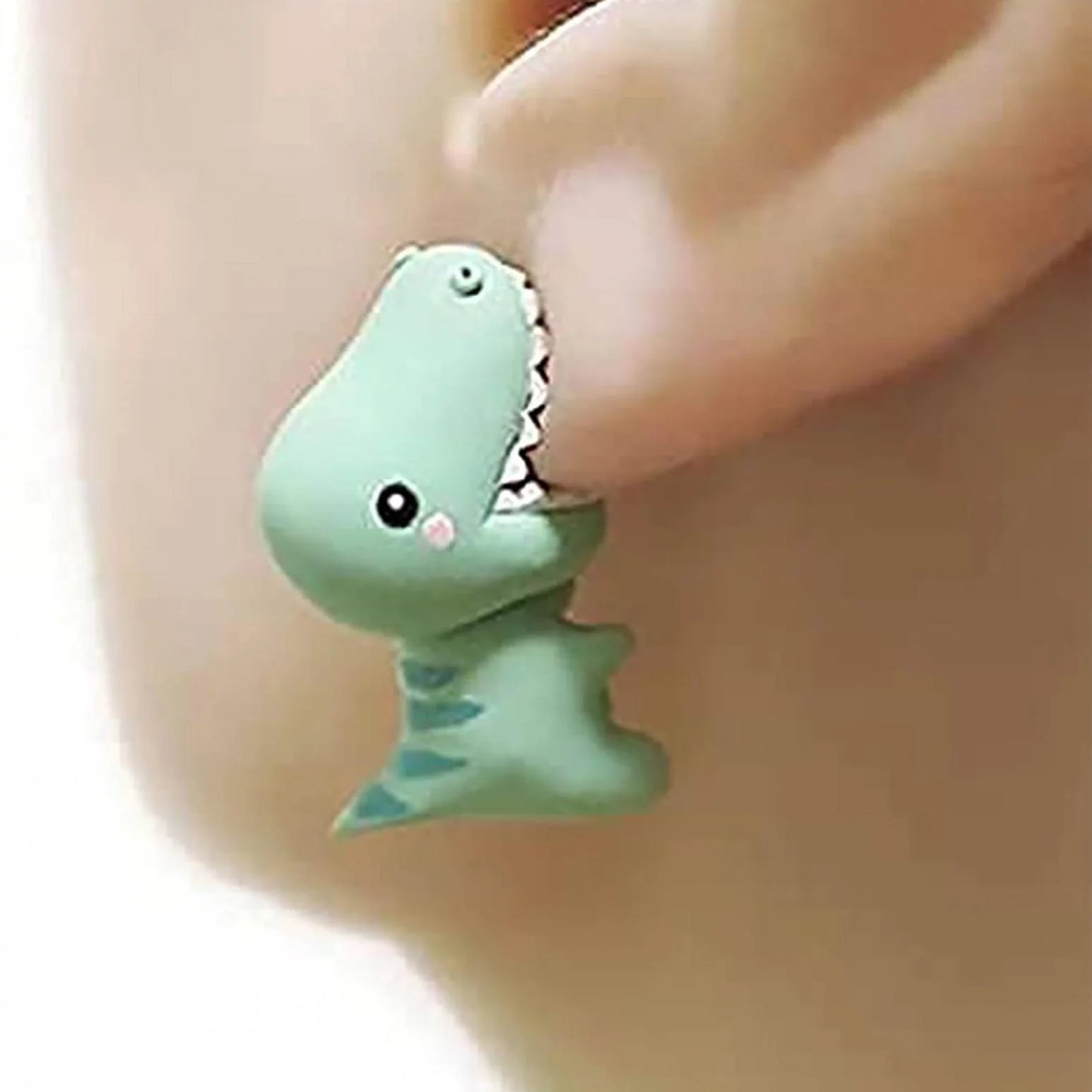 3D Animal Cartoon Biting Ears Stud Earrings,Lovely Animal Dinosaur Shark Bite Ear Studs Piercing Earrings, Handmade Polymer Clay Cute Stud Earrings for Women Girls