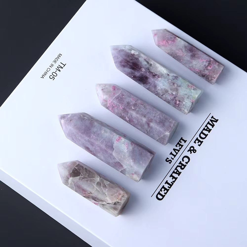 5-8Cm Natural Quartz Tower Tourmaline of Plum Blossom Crystal Point Energy Gemstone Reiki DIY Gift