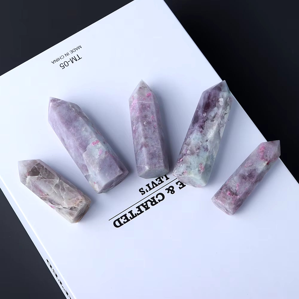 5-8Cm Natural Quartz Tower Tourmaline of Plum Blossom Crystal Point Energy Gemstone Reiki DIY Gift