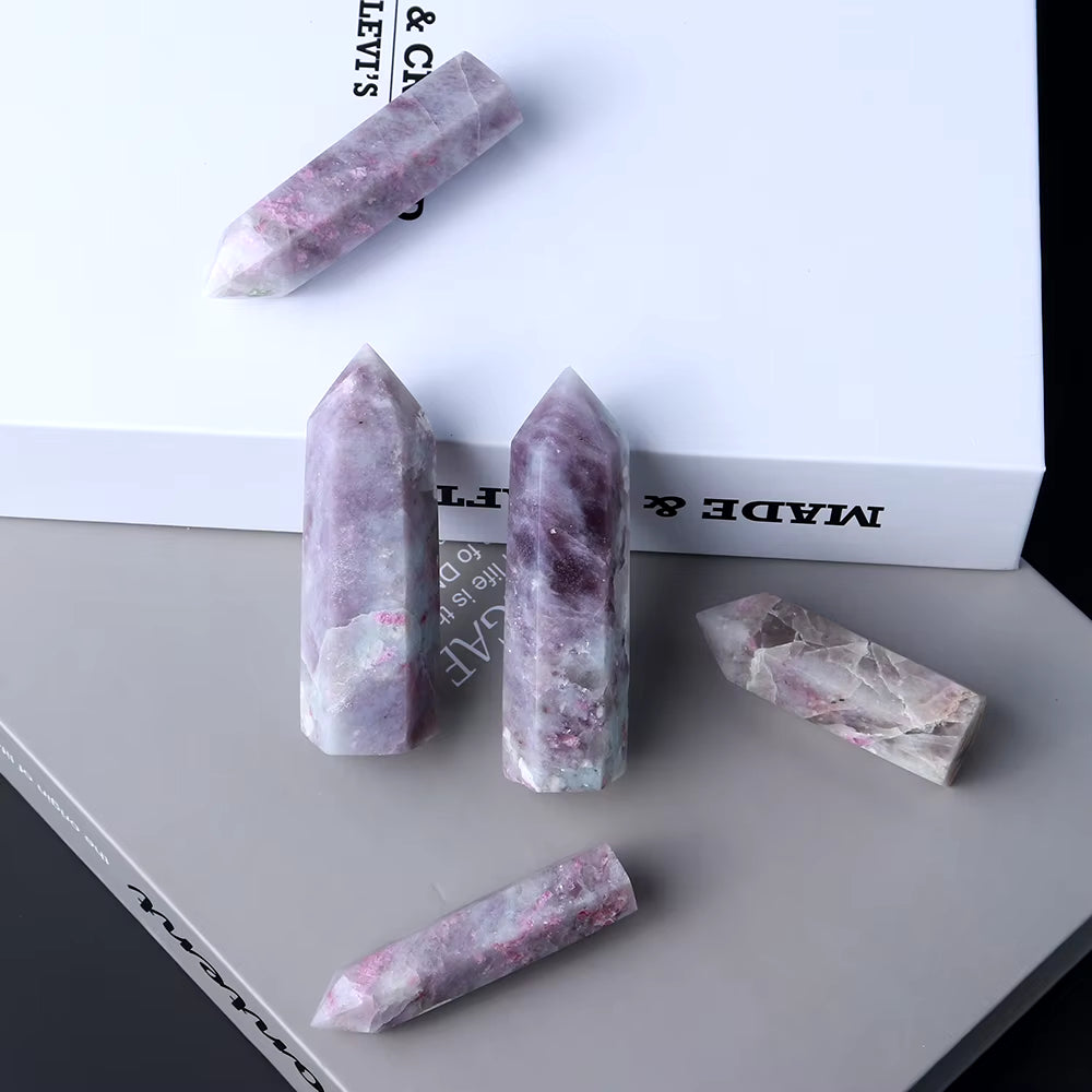 5-8Cm Natural Quartz Tower Tourmaline of Plum Blossom Crystal Point Energy Gemstone Reiki DIY Gift