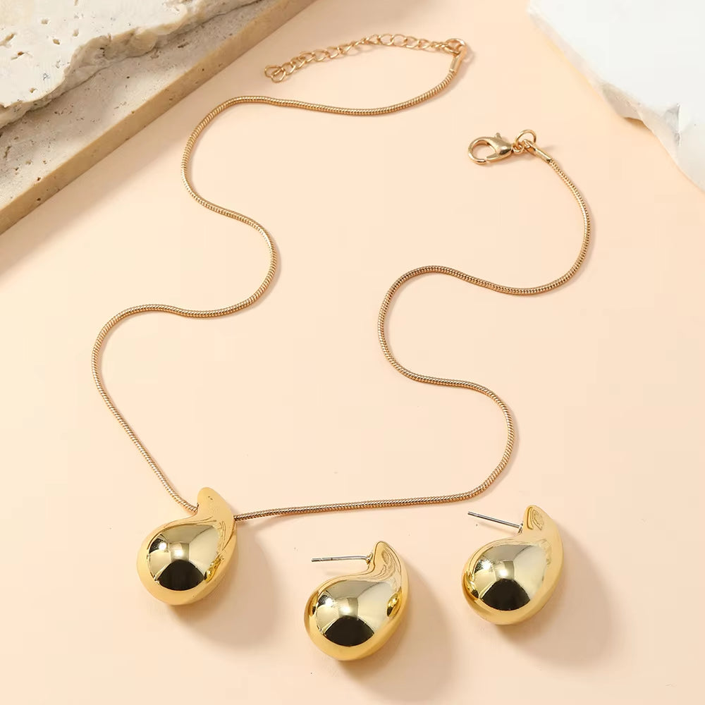 3 Pieces of Simple European and American Feng Shui Necklace Earrings Set for Women'S Temperament, Fashionable Party Accessories