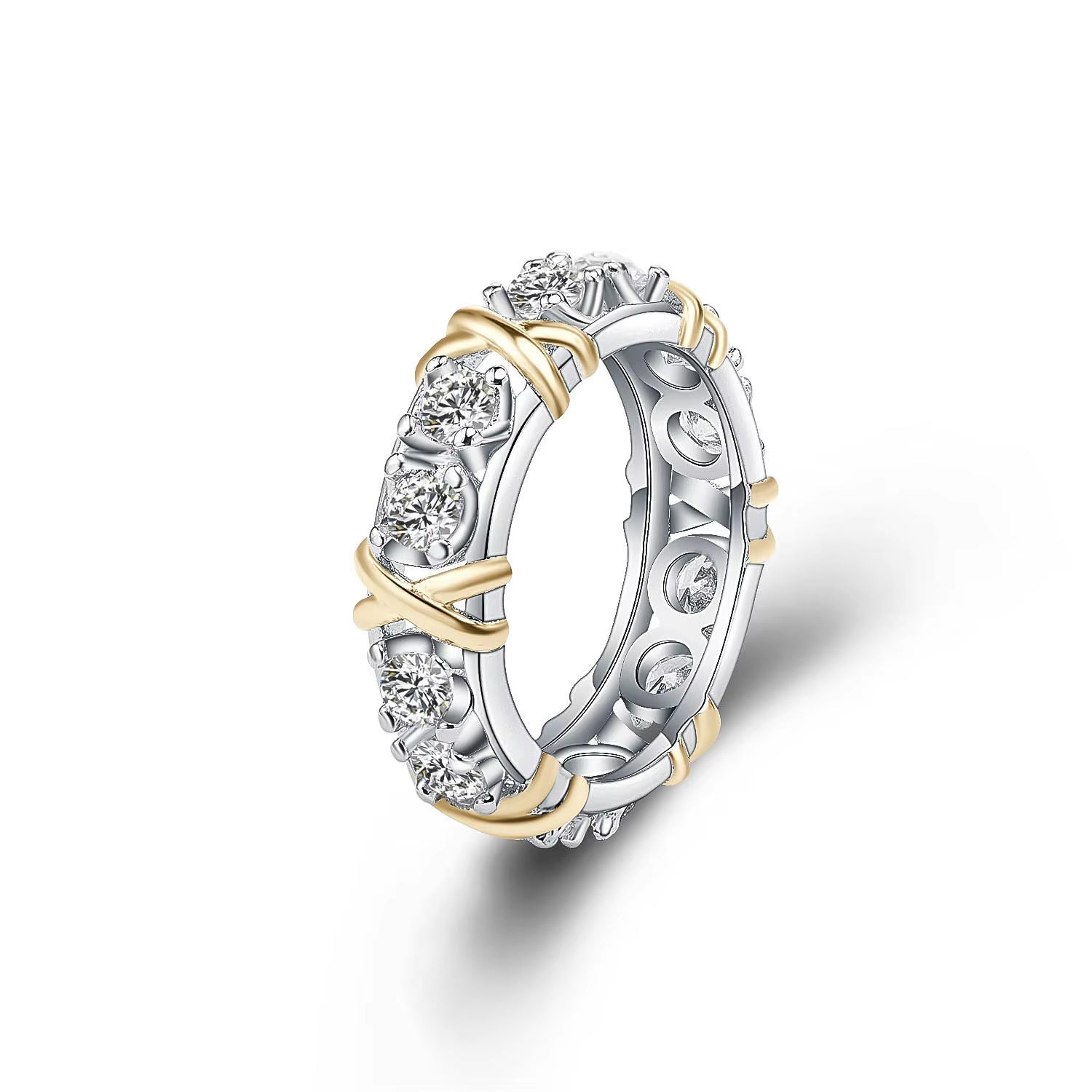 925 Sterling Silver Rings Gold Separation Inlaid Zircon Rings for Women Glamour Jewelry Engagement Wedding Gifts