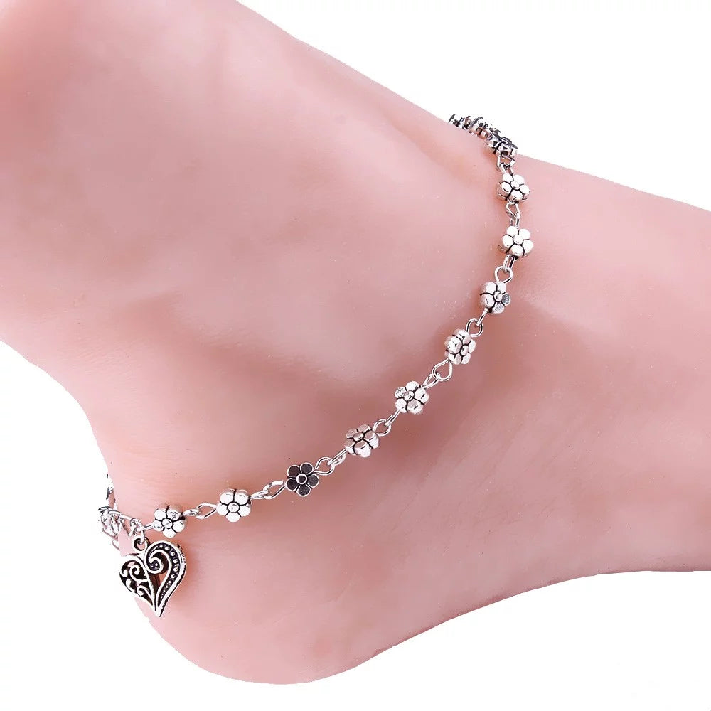 Anklet for Women Girls Silver Bead Chain Ankle Bracelet Barefoot Sandal Beach Foot Anklets Saving Clearance